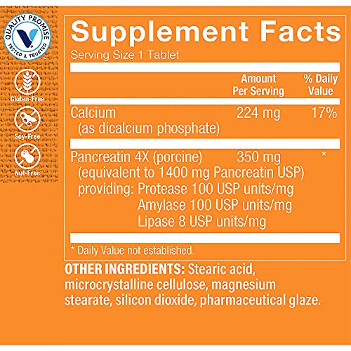 The Vitamin Shoppe Pancreatin 500MG, Natural Digestive Enzyme Supplement, Supports Digestion of Fats, Protein, Carbohydrates (100 Tablets)