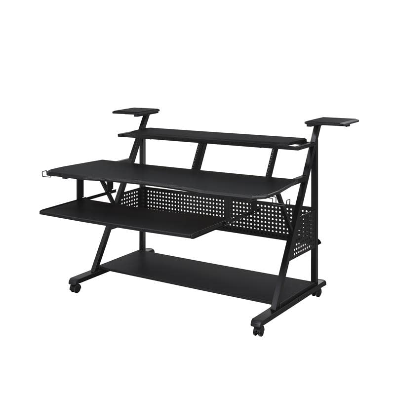 Acme Furniture Metal and Wooden Music Desk with Wheels, Black