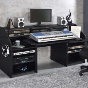 Acme Wooden Music Desk with Side Hook in Black