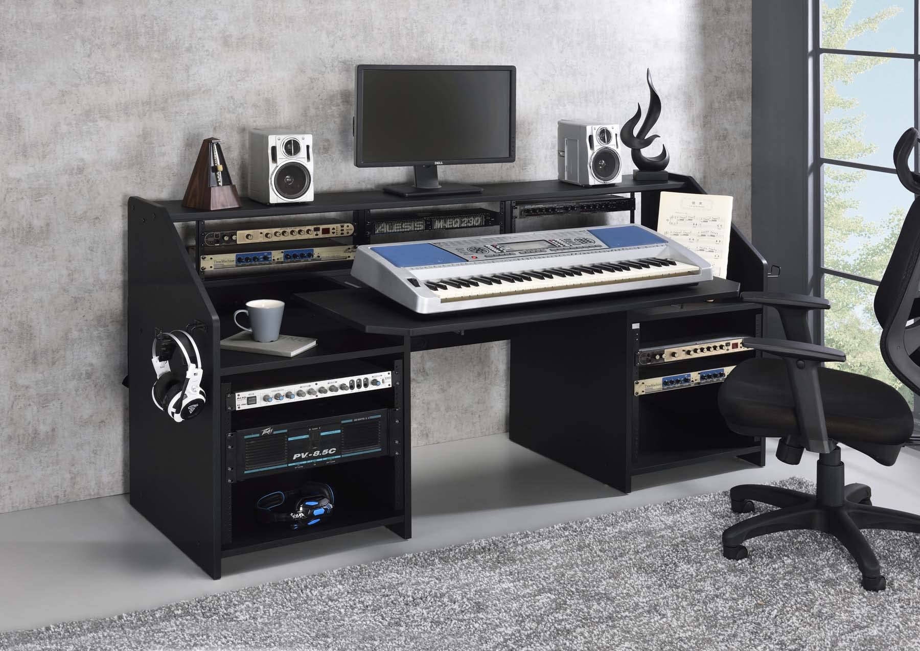 Acme Wooden Music Desk with Side Hook in Black