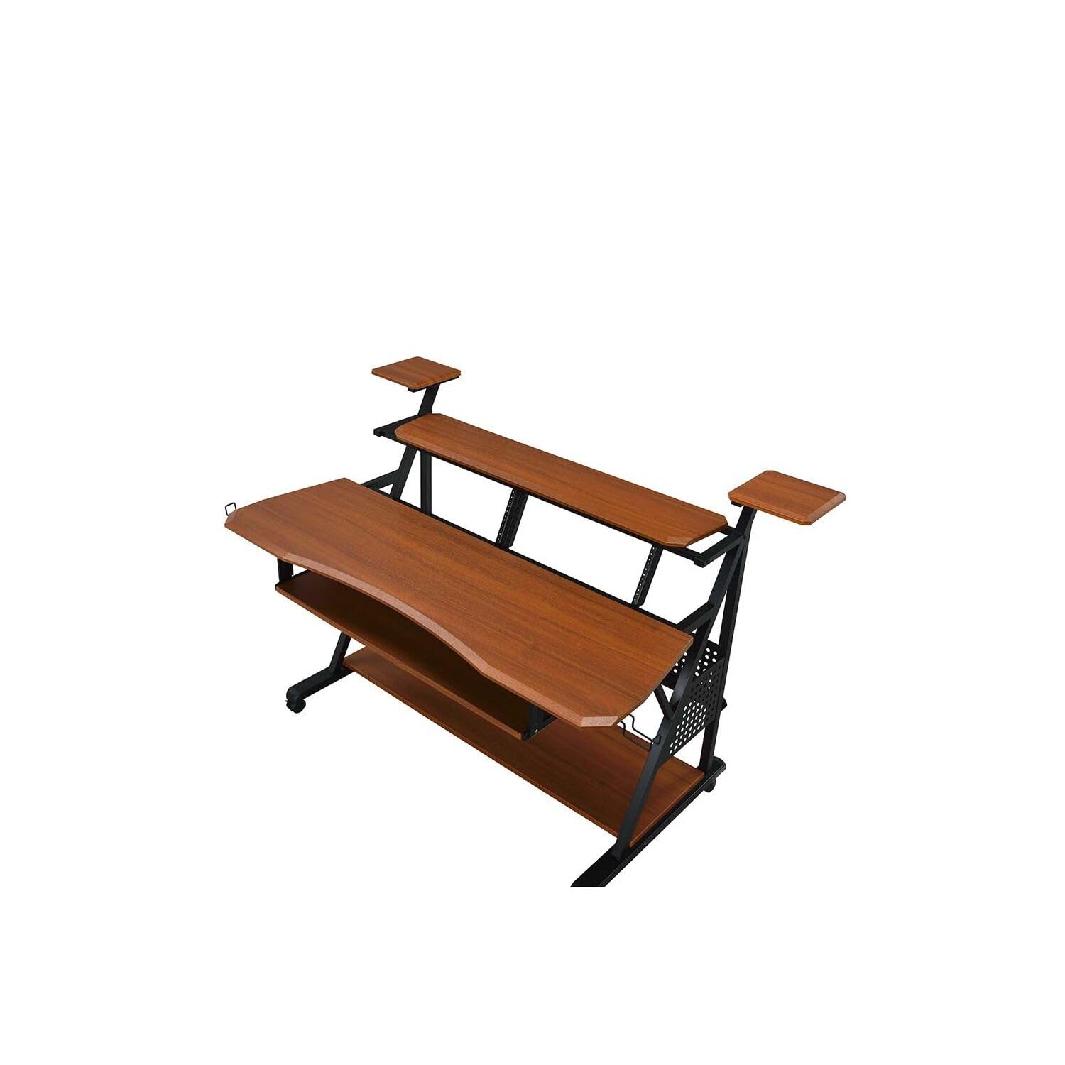 Acme Furniture Metal and Wooden Music Desk with Wheels, Cherry and Black