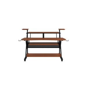 Acme Furniture Metal and Wooden Music Desk with Wheels, Cherry and Black