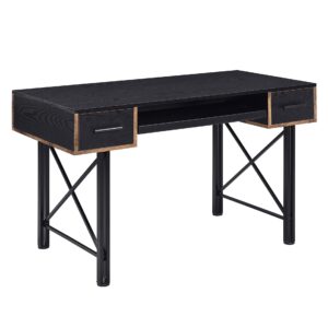 Acme Settea Wooden Top Computer Desk with 2 Drawers and Keyboard Tray in Black