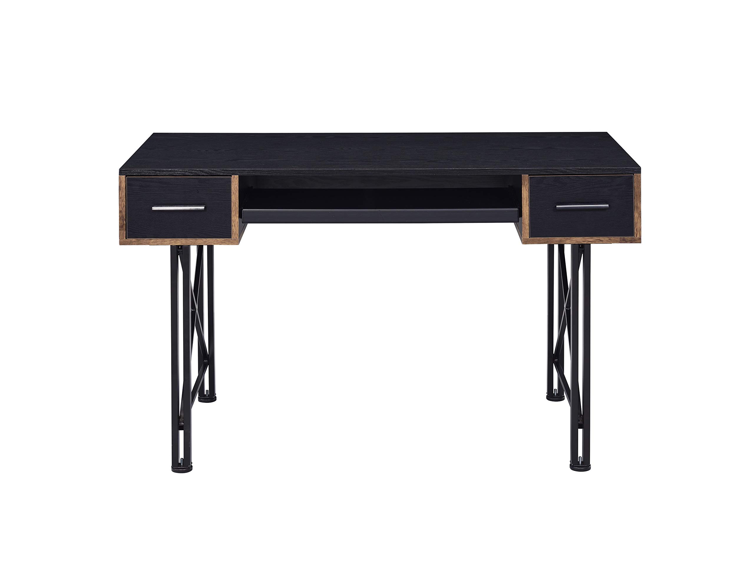 Acme Settea Wooden Top Computer Desk with 2 Drawers and Keyboard Tray in Black