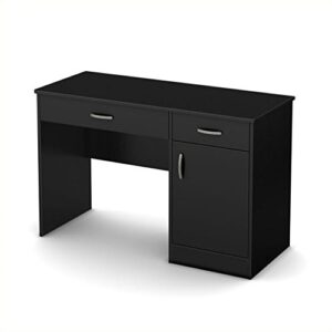 bowery hill modern computer desk with keyboard tray, wood writing desk with drawers and shelves for home office, black