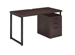 acme coy 3-drawer wooden home office desk in dark oak