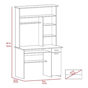 Bellemave Computer Desk with Hutch and Keyboard Tray, Home Office Desks with Drawers and Storage Shelves, Writing Study Desk Table, Modern Compact Workstation, Black