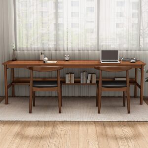 Ytaoka Solid Wood Desk, 63' Mid-Century Modern, Writing Desk, Home Office Workstation