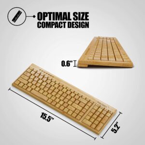 Wireless Bamboo Keyboard and Mouse – Natural, Handmade, Eco-Friendly. Compact Keyboard with 2 Keypads. 3-Button Mouse with Scroll Wheel. Comes with a Wooden Pen by Trio Gato