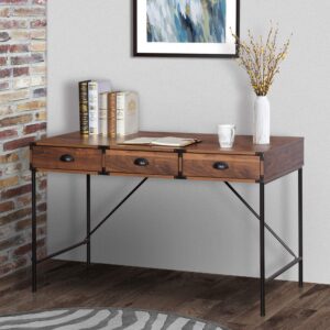 aghdeco computer desk with 3 drawers, 47" writing desk with storage home office, simple industrial style wood laptop study table farmhouse rustic work desk for bedroom makeup