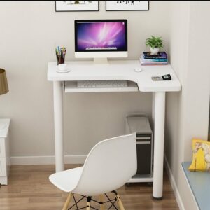 u&g l-shaped computer desk with keyboard tray,modern simple wooden office desk,corner desk laptop study table workstation for home office living room-d 80x60x75cm(31x24x30inch)