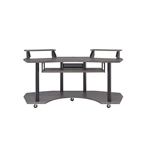 Benjara Contemporary Computer Desk with Keyboard Tray and Open Bottom Shelf, Gray