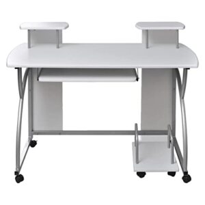 Office Desk,Industrial Gaming Table,Small Standing Desk,for Small Space,Home Office Table,Simple Style,Computer Desk with Pull-Out Keyboard Tray White Cart Game Laptop Table