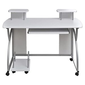 Office Desk,Industrial Gaming Table,Small Standing Desk,for Small Space,Home Office Table,Simple Style,Computer Desk with Pull-Out Keyboard Tray White Cart Game Laptop Table