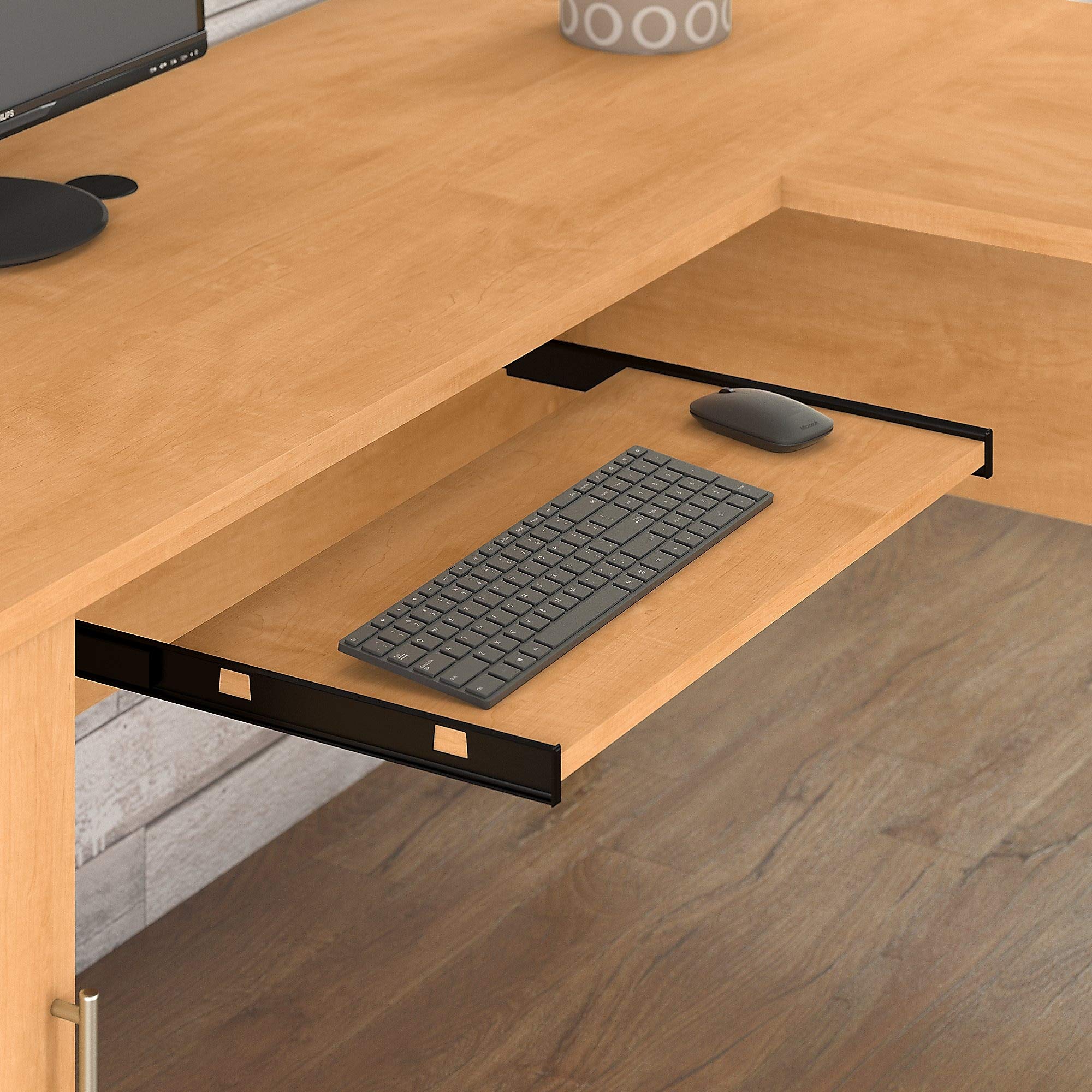 Bush Furniture Somerset L Shaped Desk with Storage | Corner Computer Table for Home Office, 60W, Maple Cross