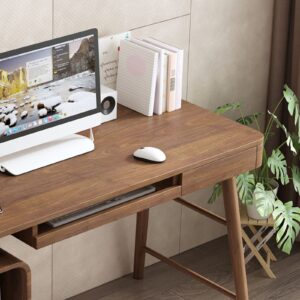 LVTFCO Solid Writing Desk Stable Wooden Desktop PC Desk with Lockers, Drawers and Keyboard Tray Modern Home Working Study Table Scalable Study Room Workstation PC Table Study Table