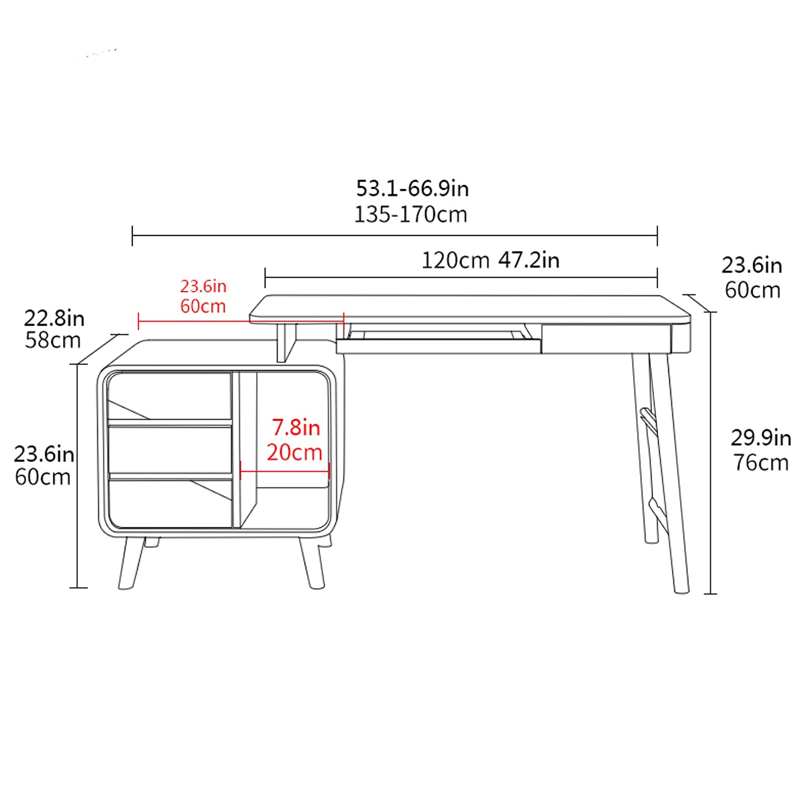 LVTFCO Solid Writing Desk Stable Wooden Desktop PC Desk with Lockers, Drawers and Keyboard Tray Modern Home Working Study Table Scalable Study Room Workstation PC Table Study Table