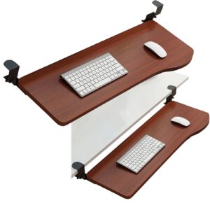 v3vogue keyboard platforms under desk sliding keyboard tray - office workstation organizers, 4 colors wooden desk extender tray 520/650/750mm, clamp-on, easy push-pull keyboard drawer