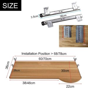 Wooden Keyboard Tray Under Desk Sliding, Ergonomic Underdesk Keyboard Tray Shelf Height Adjustable Keyboard Stand Drawer, Desk Extender for Keyboard and Mouse (Color : Black Walnut, Size : 60 * 26cm)