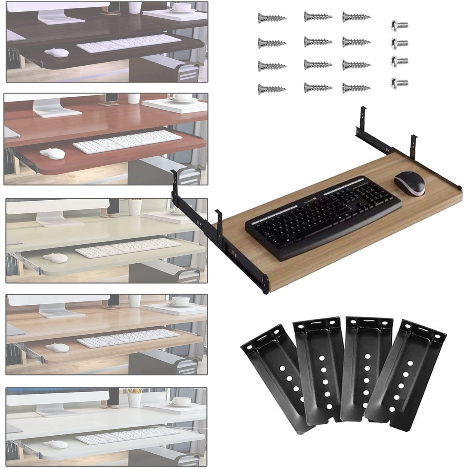 Keyboard Tray,Sliding Keyboard Tray,Wooden Desk Extender,Metal Drawer Slide Rail,Modified Keyboard Slider,Ergonomics, Relieve Muscle Fatigue and Save Desktop Space, It is Beneficial