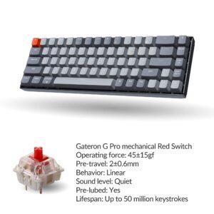 Keychron K6 Bluetooth 5.1 Wireless Mechanical Keyboard with Gateron G Pro Red Switch/LED Backlit/Rechargeable Battery, 68 Keys Compact Keyboard Compatible with Mac Windows