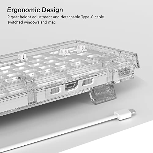 Womier 75% Custom Keyboard Kit- Gasket Mount Mechanical Gaming Keyboard, S-K75 82 Keys Wired Custom Keyboard RGB Clear Keyboard Kit, Hot Swappable Keyboard, Pre-lubed Switch for Mac/Win, Transparent