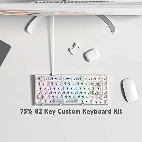 Womier 75% Custom Keyboard Kit- Gasket Mount Mechanical Gaming Keyboard, S-K75 82 Keys Wired Custom Keyboard RGB Clear Keyboard Kit, Hot Swappable Keyboard, Pre-lubed Switch for Mac/Win, Transparent