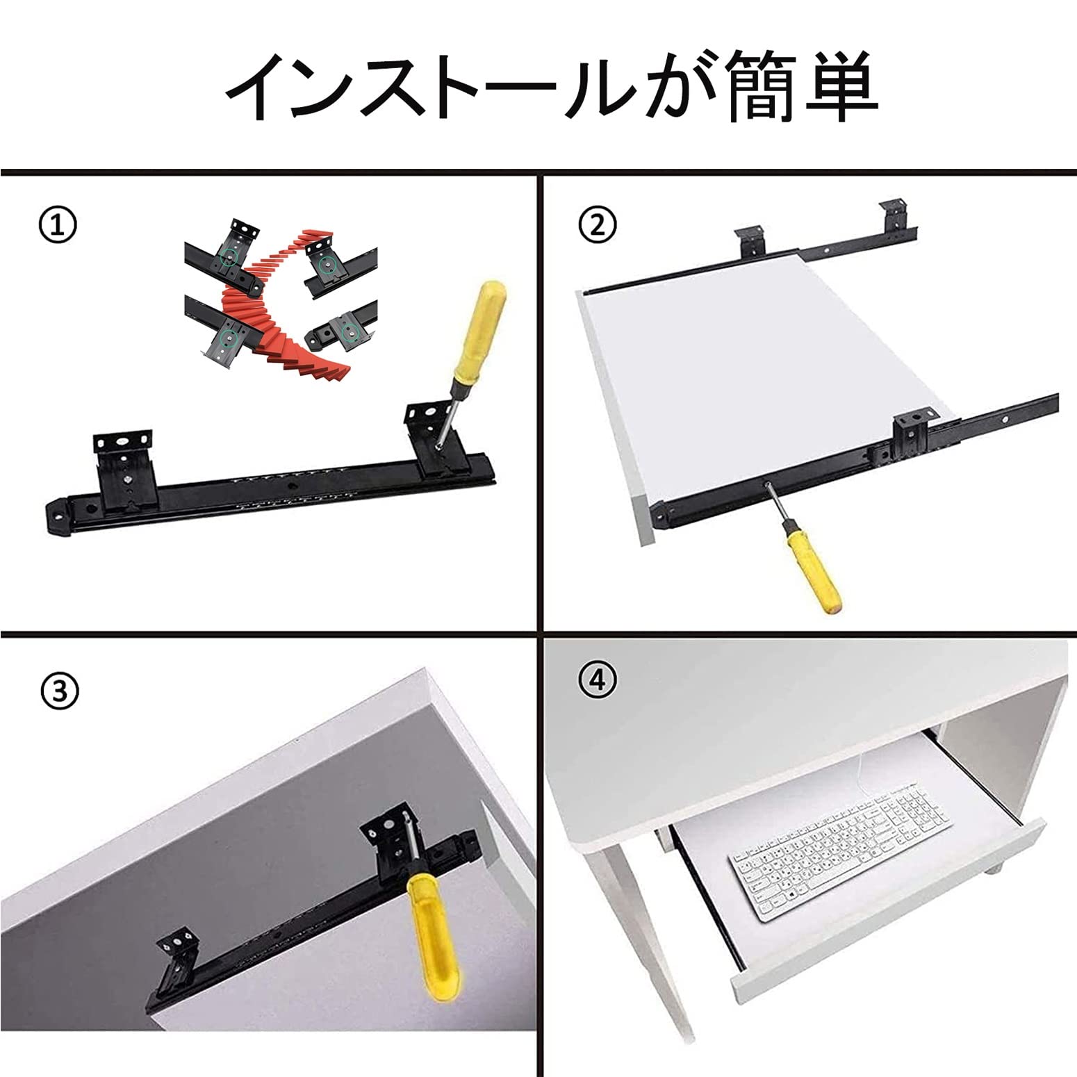 KDLKCT6 Sliding Keyboard Tray Detachable Keyboard Tray Wooden Desk Extender 54/60/70x27cm Ergonomically Adjustable Keyboard Clamp Slider Relieves Muscle Fatigue, Keyboard Drawer