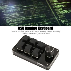 Luqeeg 6 Key Mini Keypad with Knob, USB DIY Programmable Keyboard, One Handed Macro Mechanical Keyboard, RGB Backlight OSU Gaming Keyboard for Office, Gaming, Music, Media, Laboratory