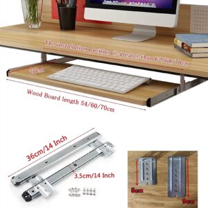 Desktop Extender Sliding Keyboard Tray Keyboard Slider 54/60/70x27cm Wooden Extension Table Installed Under The Table Strong Load-bearing Capacity Easy To Assemble Ergonomics Adjust Posture Improve Fa