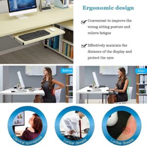 Desktop Extender Sliding Keyboard Tray Keyboard Slider 54/60/70x27cm Wooden Extension Table Installed Under The Table Strong Load-bearing Capacity Easy To Assemble Ergonomics Adjust Posture Improve Fa