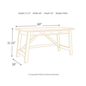 Signature Design by Ashley Baldridge Rustic Home Office Desk, Distressed Brown