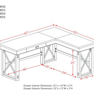 Knocbel Industrial L-Shaped Writing Desk with Storage Drawer and Lift Top, Home Office Workstation Corner Table Computer Desk, 67" L x 55" W x 30" H (Weathered Gray)