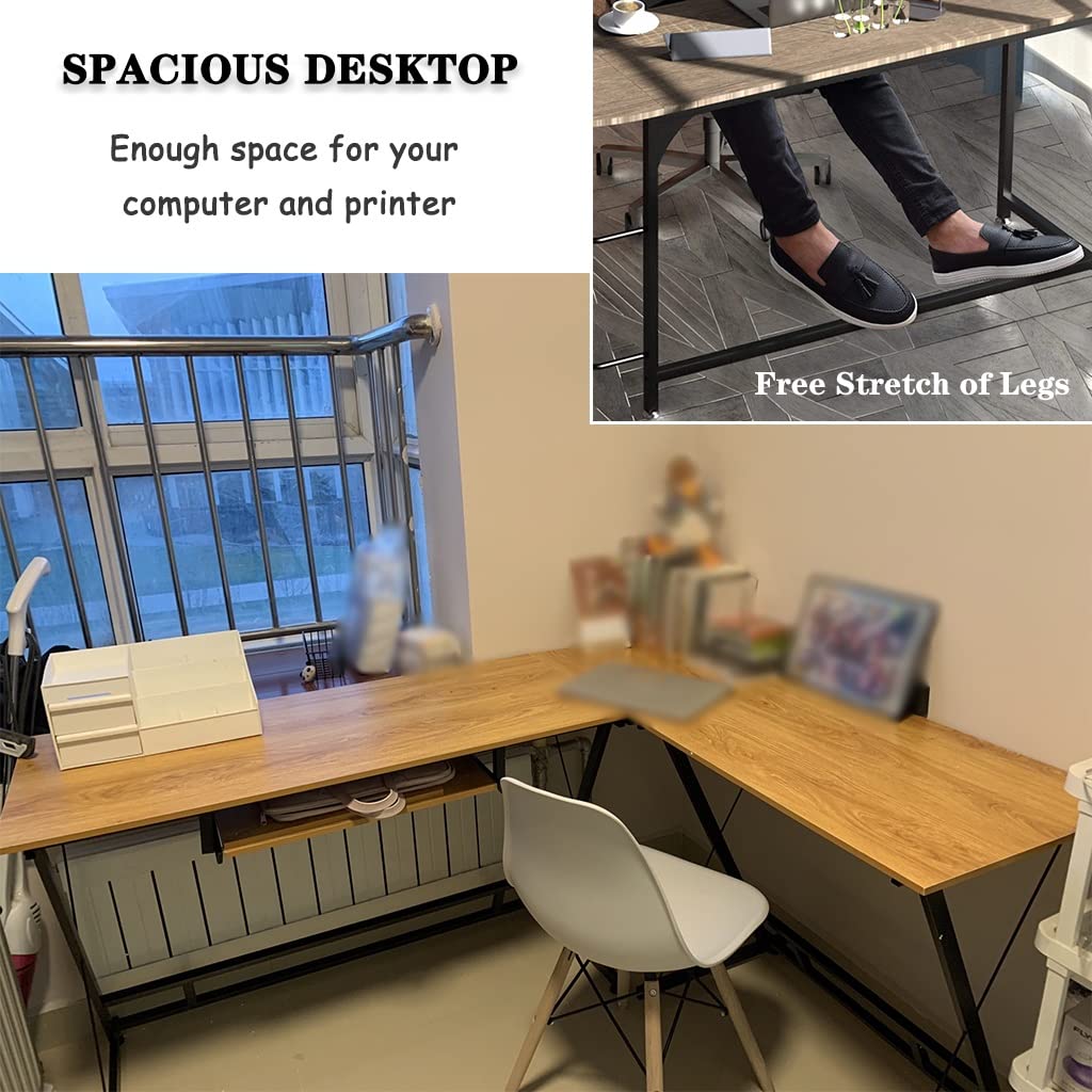L Shaped Desk L Shaped Desk Reversible L Shaped Computer Desk, Corner Desk with with Keyboard Tray, Minimalist L Shaped Gaming Desks, Saving Space Laptop Table (Color : Yellow, Size : 47 in)
