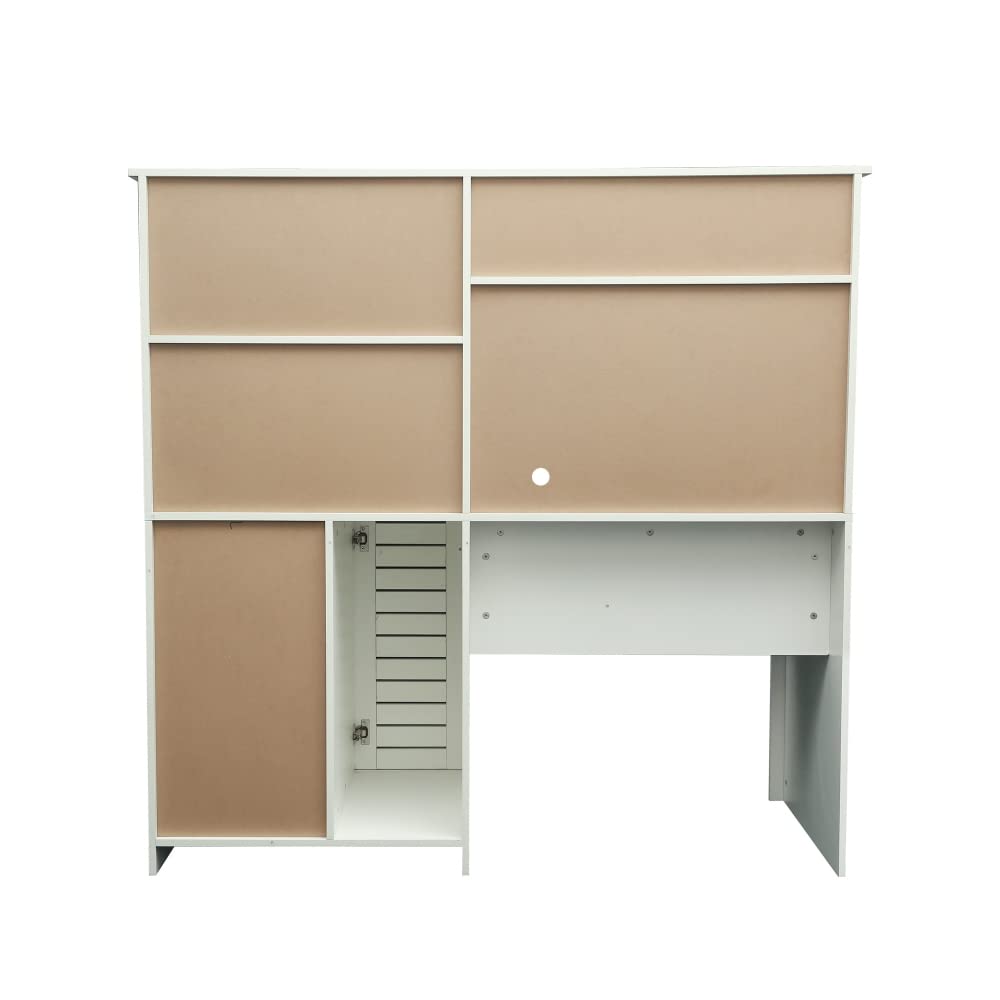 59" Computer Desk with Hutch,Writing Desk Study Table with Keyboard Tray,Storage Cabinet with 2-Tier Open Shelf & 3 Large Drawer,Craft Desk Workstation Desk Executive Desk with Bookshelf