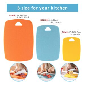 Cutting Boards for Kitchen, Kaloo Plastic Cutting Boards Set of 3, Large Medium Small Cutting Boards for Kitchen, Easy Grip Handle, BPA Free, Dishwasher Safe (3 Size, Multi Colors)