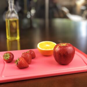 Raj Plastic Cutting Board Reversible Cutting board, Dishwasher Safe, Chopping Boards, Juice Groove, Large Handle, Non-Slip, BPA Free (X-Large, Red, Green & Orange)