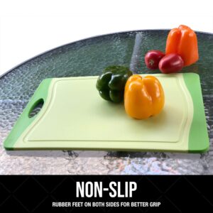 Raj Plastic Cutting Board Reversible Cutting board, Dishwasher Safe, Chopping Boards, Juice Groove, Large Handle, Non-Slip, BPA Free (X-Large, Red, Green & Orange)