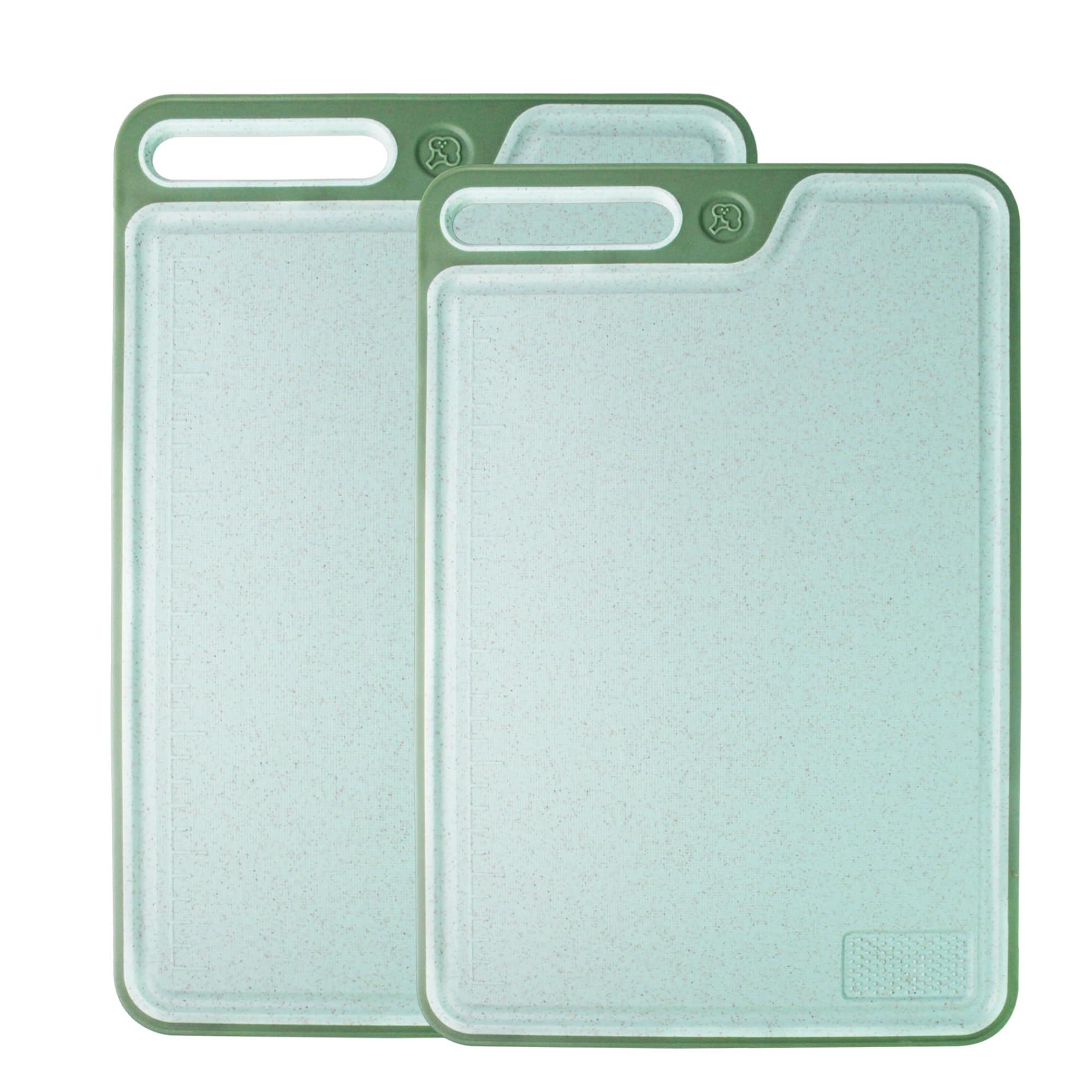 Tagliere Cutting Boards for Kitchen,Large Cutting Board,Plastic Cutting Board Set of 2,Non-Slip Cutting Board with Dandle and Juice Groovenon,Dishwasher Safe Cutting Boards (Green)