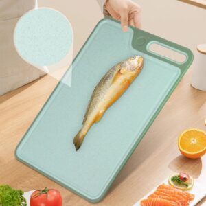 Tagliere Cutting Boards for Kitchen,Large Cutting Board,Plastic Cutting Board Set of 2,Non-Slip Cutting Board with Dandle and Juice Groovenon,Dishwasher Safe Cutting Boards (Green)