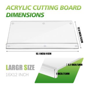 LPZXH Acrylic Cutting Board with Counter Lip, 2024 Upgraded Thicker Clear Cutting Boards, 17X13 Inch Large Non-Slip Cutting Board for Kitchen Countertop Protection, Perfect Kitchen Gadgets & Gifts