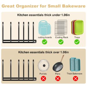 Fikoksol Cutting Board Organizer, [1-Pack] Cutting Board Holder Rack Baking Cookie Pan Sheets Cooling Small Racks Storage Stand for Kitchen Cabinet Countertop Bakeware Storage Organizer Metal Black