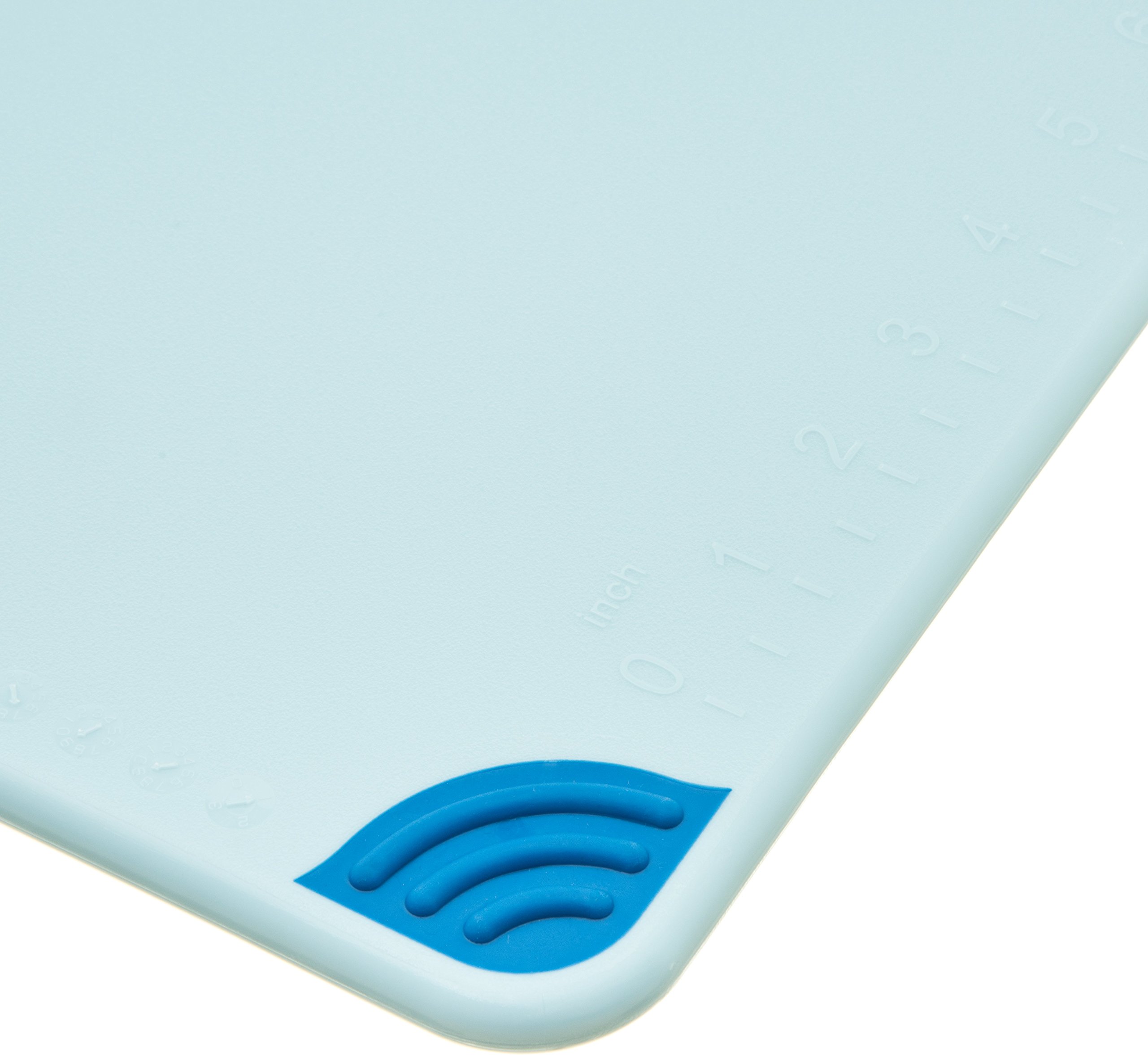 San Jamar Saf-T-Grip Plastic Cutting Board with Safety Hook, 12" x 18" x 0.5", Blue