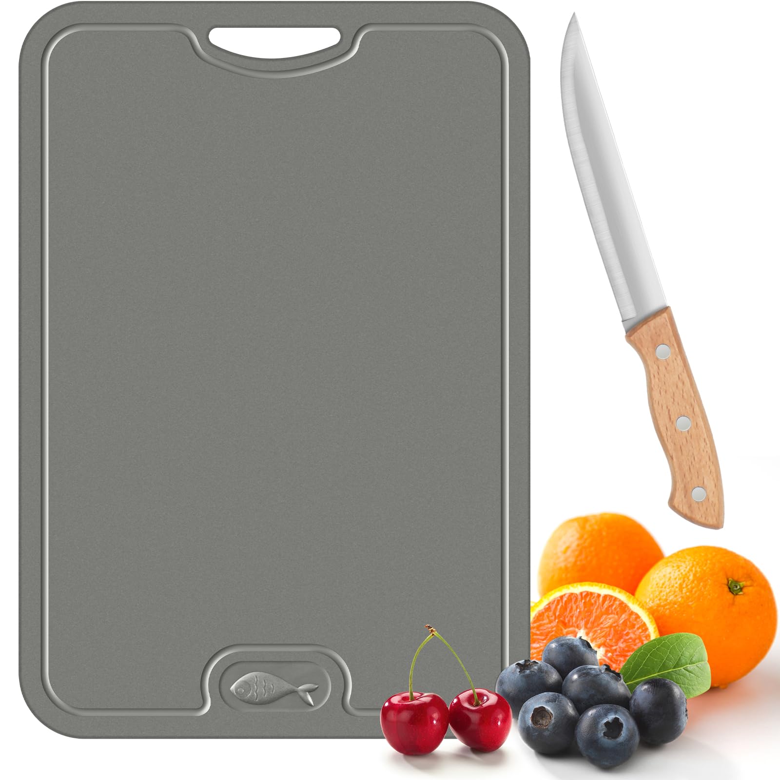 ASLSQYN TPU Flexible Cutting Board with Knife,BPA Free,Reversible Kitchen Cutting Board with Juice Groove,Scratch Resistant Cutting Boards for Kitchen, Dishwasher Safe,Easy-Grip Handle, Non-Slip