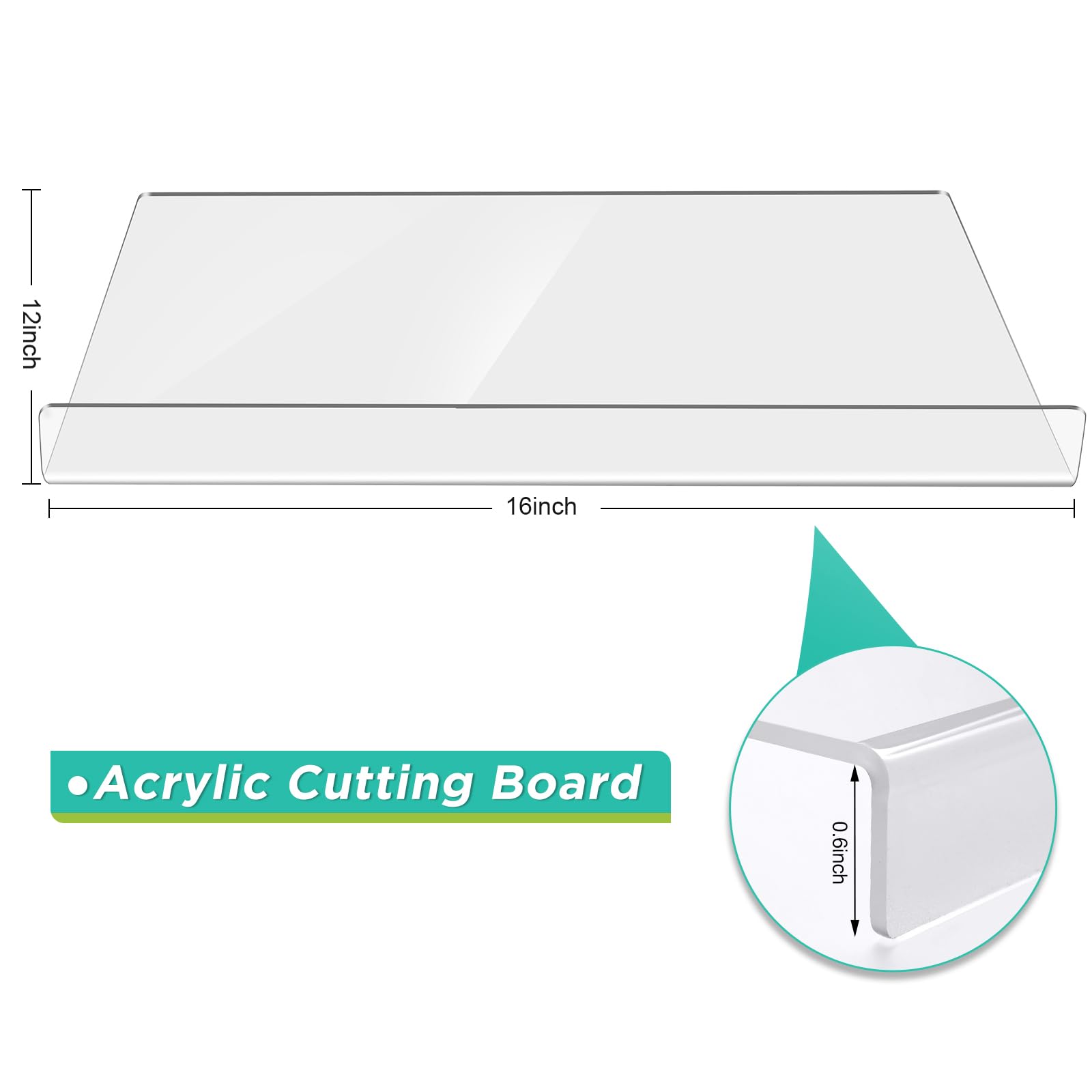 Koncifun Cutting Boards for Kitchen Acrylic Cutting Boards with Counter Lip Non Slip Clear Cutting Boards Protect Countertop Chopping Board for Home Kitchen Restaurant Dining