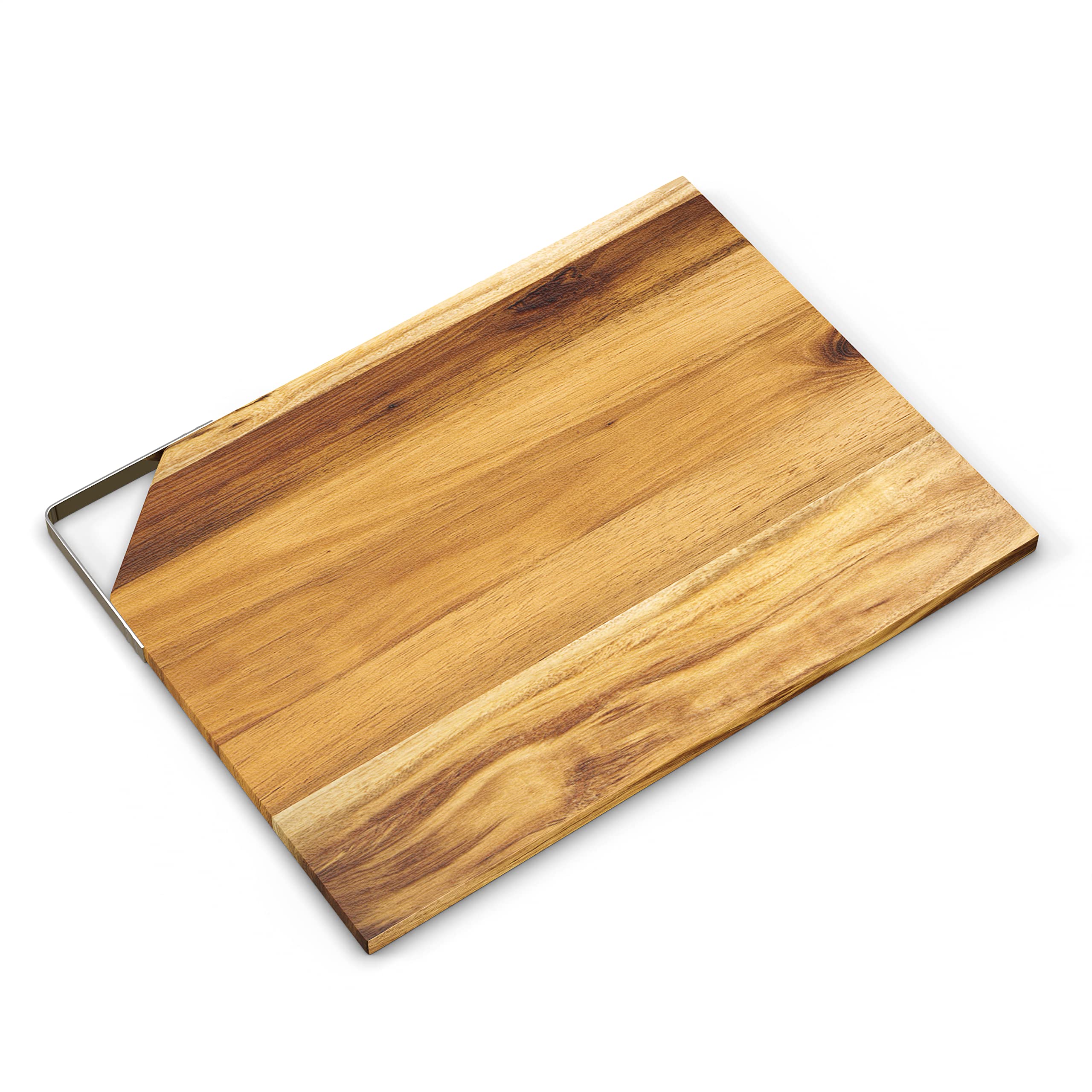 American Atelier’s Acacia Wood Cutting Board with Metal Accent | Large Chopping Board | Serving Tray for Cheese, Meats, Charcuterie Boards | 15.82” x 11.88”
