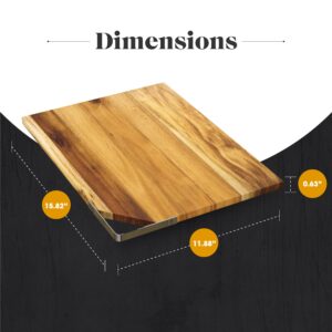 American Atelier’s Acacia Wood Cutting Board with Metal Accent | Large Chopping Board | Serving Tray for Cheese, Meats, Charcuterie Boards | 15.82” x 11.88”