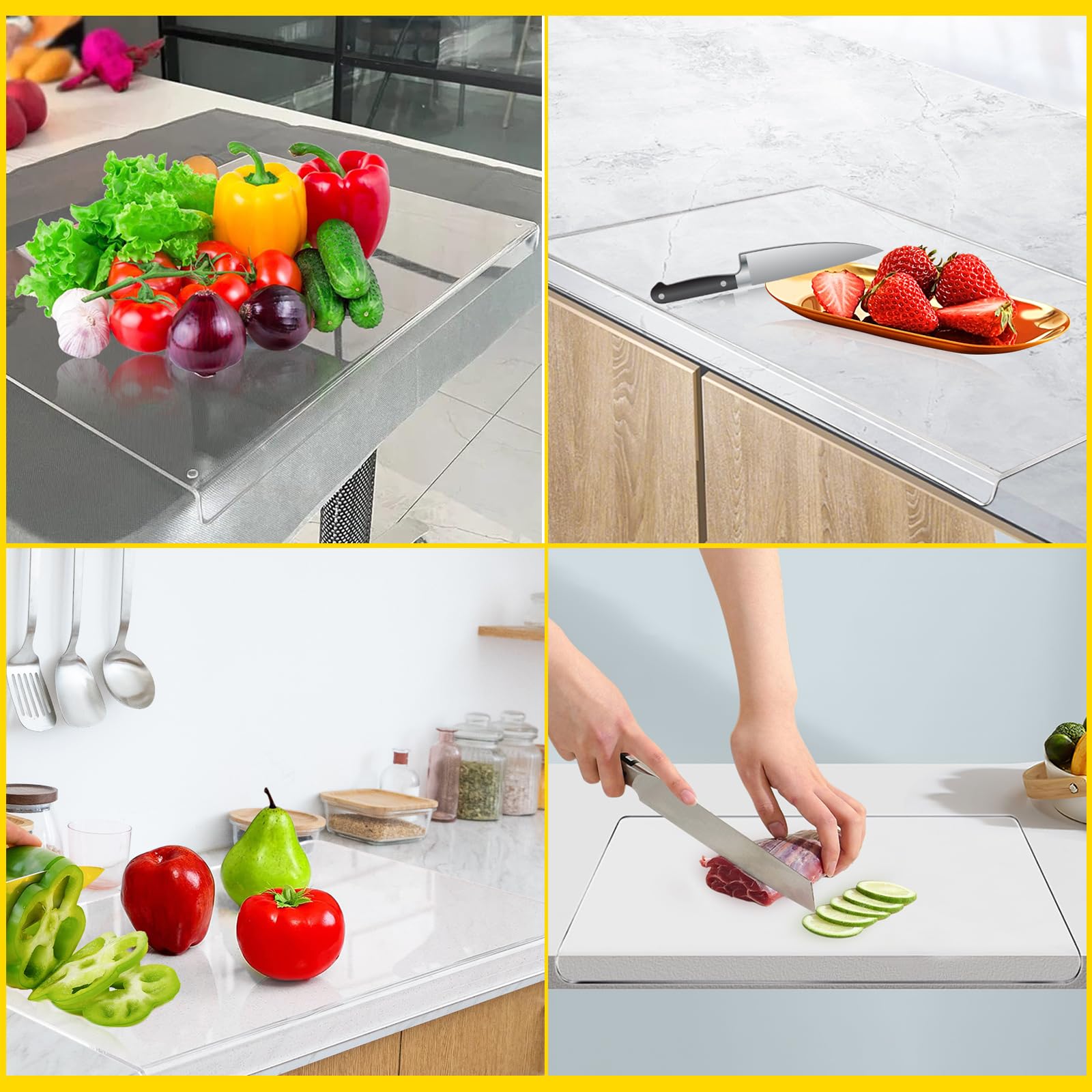 Acrylic Cutting Board for Kitchen Countertop, Upgraded Thickened Cutting Board with Edge for Protecting Home or Restaurant Countertops (17x13inx0.15in)