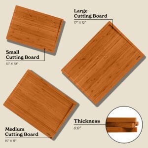 SMIRLY Wooden Cutting Boards For Kitchen - Bamboo Cutting Board Set with Holder, Wood Cutting Board Set, Cutting Board Wood, Wooden Chopping Board, Wooden Cutting Board Set