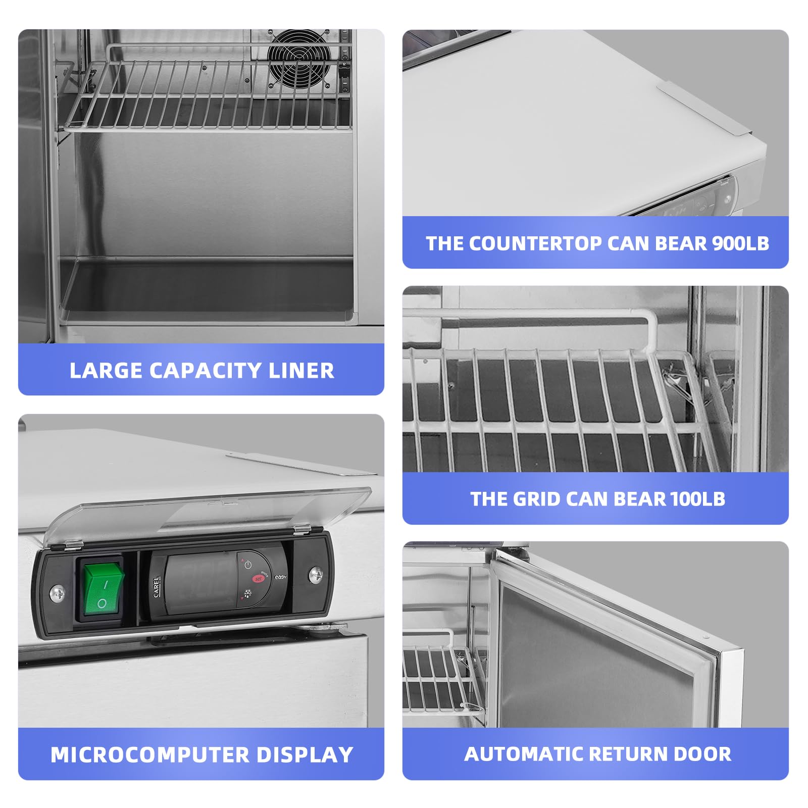 JINSONG 72" Refrigerator Sandwich & Salad Prep Table, Stainless Steel Refrigerated Food Prep Station, 20 cu. ft with Cutting Board and 30 Pans for Restaurants, Bar, Shops, etc